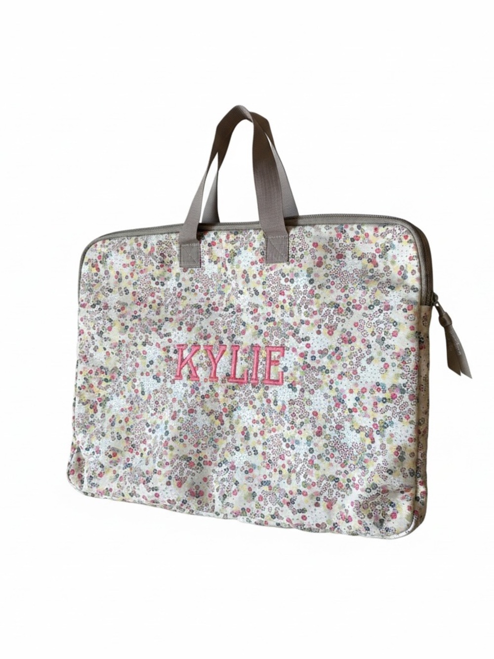 Thirty-One Personalized 'KYLIE' Floral Laptop Tote - Pink Lettering